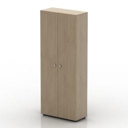 3д модель простого деревянного книжного шкафа с двумя дверцами