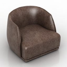 Curved Leather Armchair 3d model