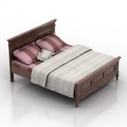 Modelo 3d de cama de madeira preta