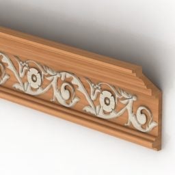 قرنیز چوبی گلدار حک شده مدل سه بعدی
