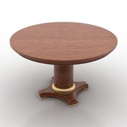 Round Wood Table Cylinder One Leg 3d model