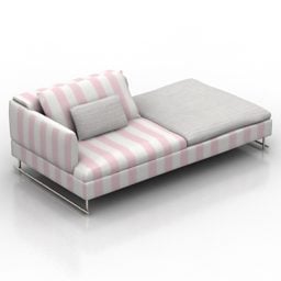 أريكة صالة باللون الوردي مع وسادة موديل ثلاثي الأبعاد