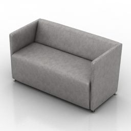 أريكة رمادية بسيطة بمقعدين نموذج ثلاثي الأبعاد