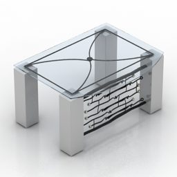 Glass Top Table Rectangular Leg 3d model