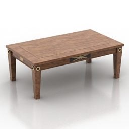 طاولة منخفضة أنيقة من الخشب والنحاس موديل ثلاثي الأبعاد