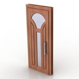 Puerta de madera con ventana decorativa modelo 3d