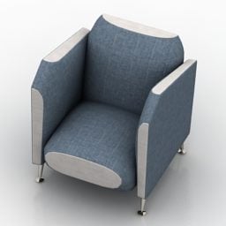 صندلی راحتی مکعبی پارچه خاکستری مدل سه بعدی