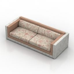 Sofa hai chỗ ngồi bọc vải mẫu 3d