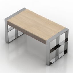 スチールフレーム付きのモダンな長方形テーブル3Dモデル