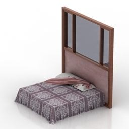 Bunked Bed With Curtain 3d model