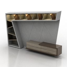 Nástěnný stojan s TV skříňkou 3D model