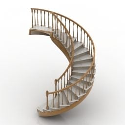 Model 3D spiralnych schodów drewnianych