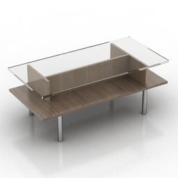 Glazen houten tafel twee lagen 3D-model