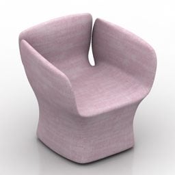 نموذج كرسي بذراعين وردي ثلاثي الأبعاد