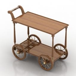 עגלה מעץ עם גלגלים דגם תלת מימד