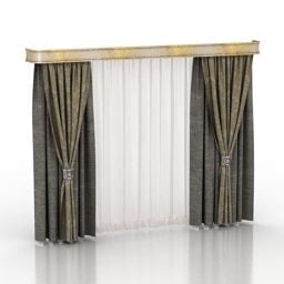 Curtain Two Layer With Top Panel 3d model