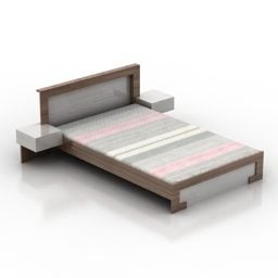 Giường đơn có đầu giường và gối mô hình 3d