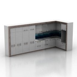 White Kitchen Cabinet L Shape 3d model