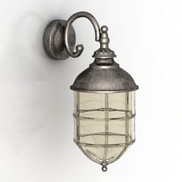 Jednoduchá starožitná stropní lampa z mosazného materiálu 3D model