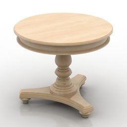 שולחן עגול עם רגל מגולפת דגם תלת מימד