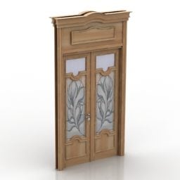Houten deur antieke Europese stijl 3D-model