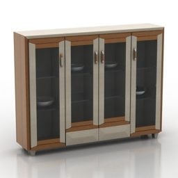 Shoe Cabinet Black Wood 3d model