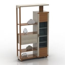 Living Room Glasscase Shelf With 3d model