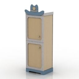 Locker With Decorative On Door 3d model