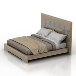 शीर्ष लकड़ी के पैनल वाला बिस्तर 3डी मॉडल