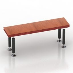 Rectangular Wood Table Steel Leg 3d model