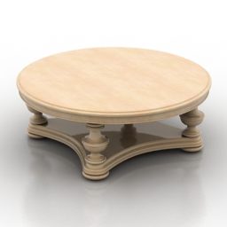 Tavolo rotondo antico in legno di frassino modello 3d