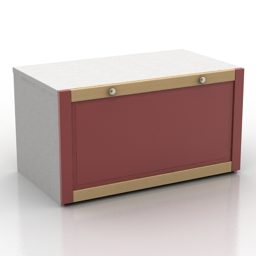 Drewniana szafka malowana na czerwono Model 3D