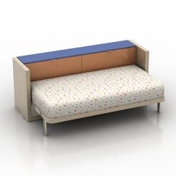 Реалістичне двоспальне ліжко з ковдрою-подушкою на килимку 3d модель