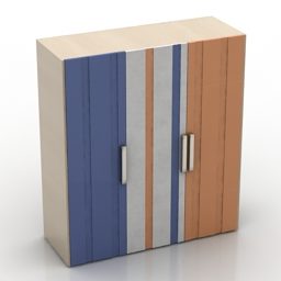 Kleiderschrank bunte Tür 3D-Modell