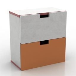 3д модель тумбочки, шкафчика с двумя ящиками