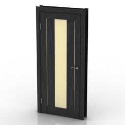 Double Door Glass Panel Wood Frame 3d model