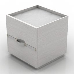 Meja nakas putih dengan model laci 3d
