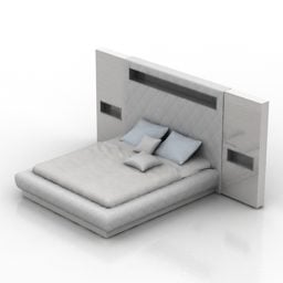 تخت خواب سفید با کابینت بالا مدل سه بعدی