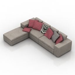 Sofa Butik Bentuk Melengkung Dengan Kusyen Model 3d