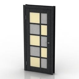 Single Door With Frame On Top Wooden Material 3d model