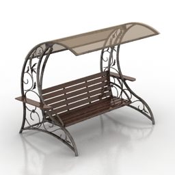 Garden Steel Bench Chair 3d model