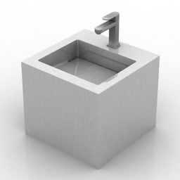 Évier en pierre solide de forme carrée modèle 3D