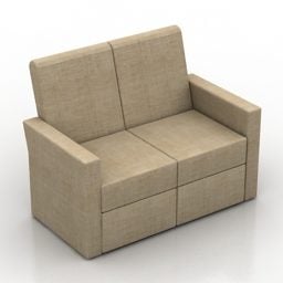 Small Two Seats Sofa 3d model