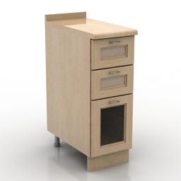 Jednoduchá dřevěná skříňka s více zásuvkami 3D model