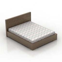 Проста двоспальне ліжко з білим матрацом 3d модель