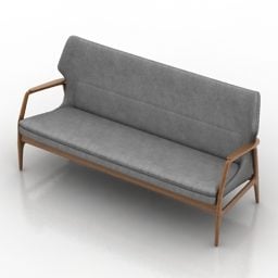 Sofa Bench Grey Fabric 3d model