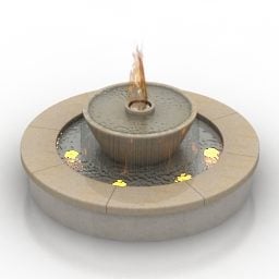 Circle Water Fountain Stone Finish 3d-modell