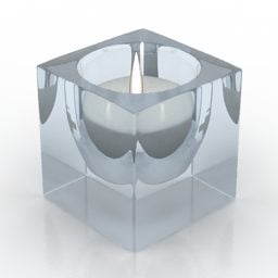 Candle Lamp In Square Glass