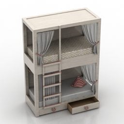 二段ベッドの子供部屋の家具3Dモデル