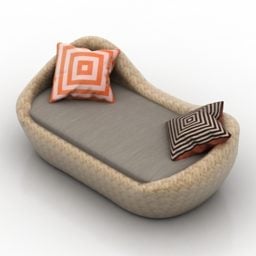 Glattes Sofa ohne Armlehnen mit Kissen 3D-Modell